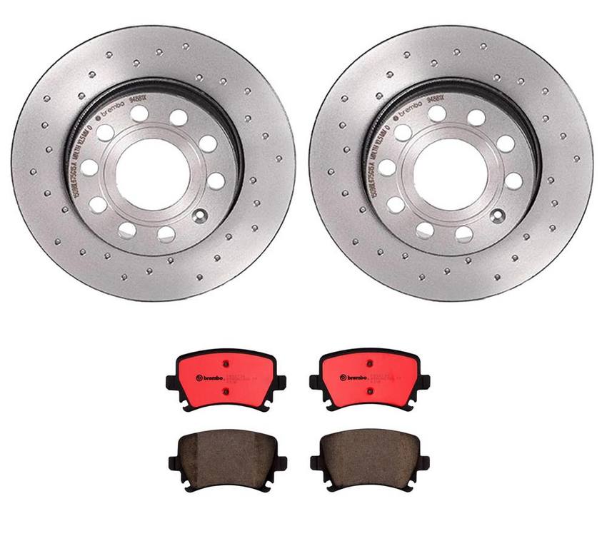 Audi VW Brakes Kit - Pads and Rotors Rear (260mm) (Xtra) (Ceramic) 8E0698451J - Brembo 2849930KIT